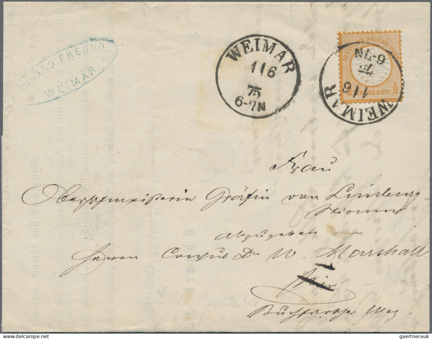 Deutsches Reich - Brustschild: 1875, 1/2 Gr. Orange, Gr. Schild Als Portogerecht - Lettres & Documents