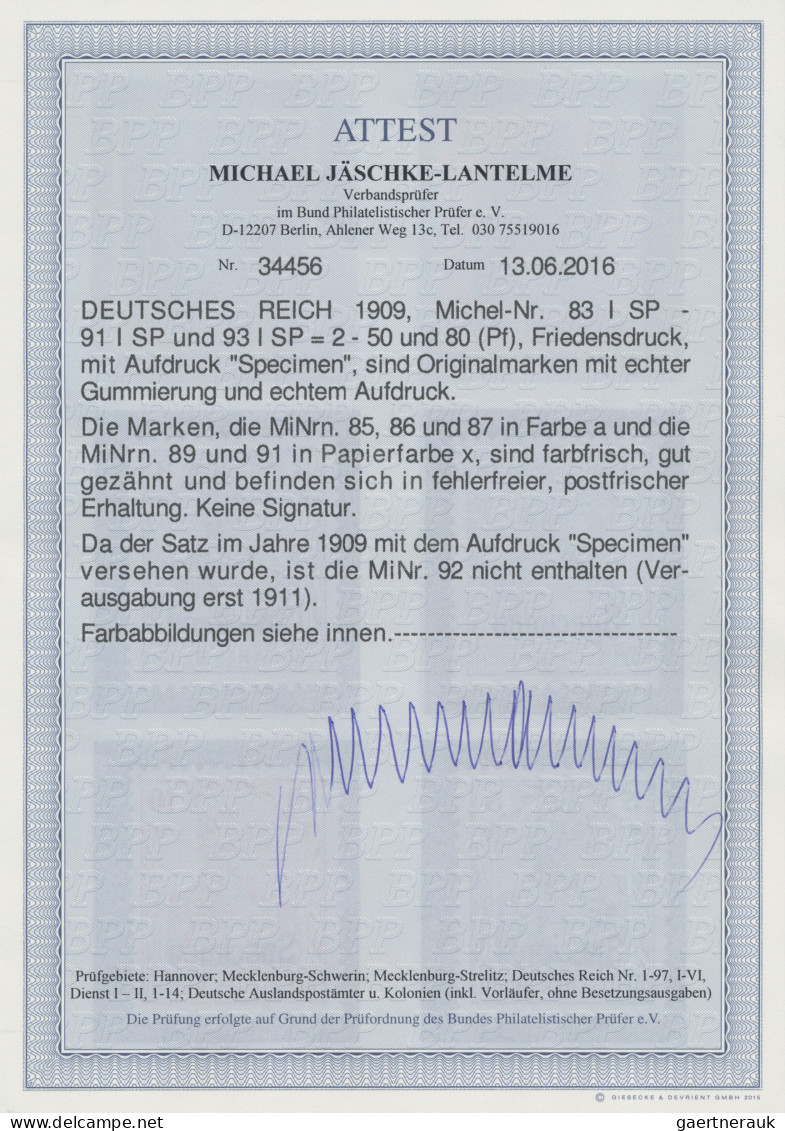 Deutsches Reich - Germania: 1909 Kompletter Satz Von 10 Werten Im Friedensdruck - Nuevos