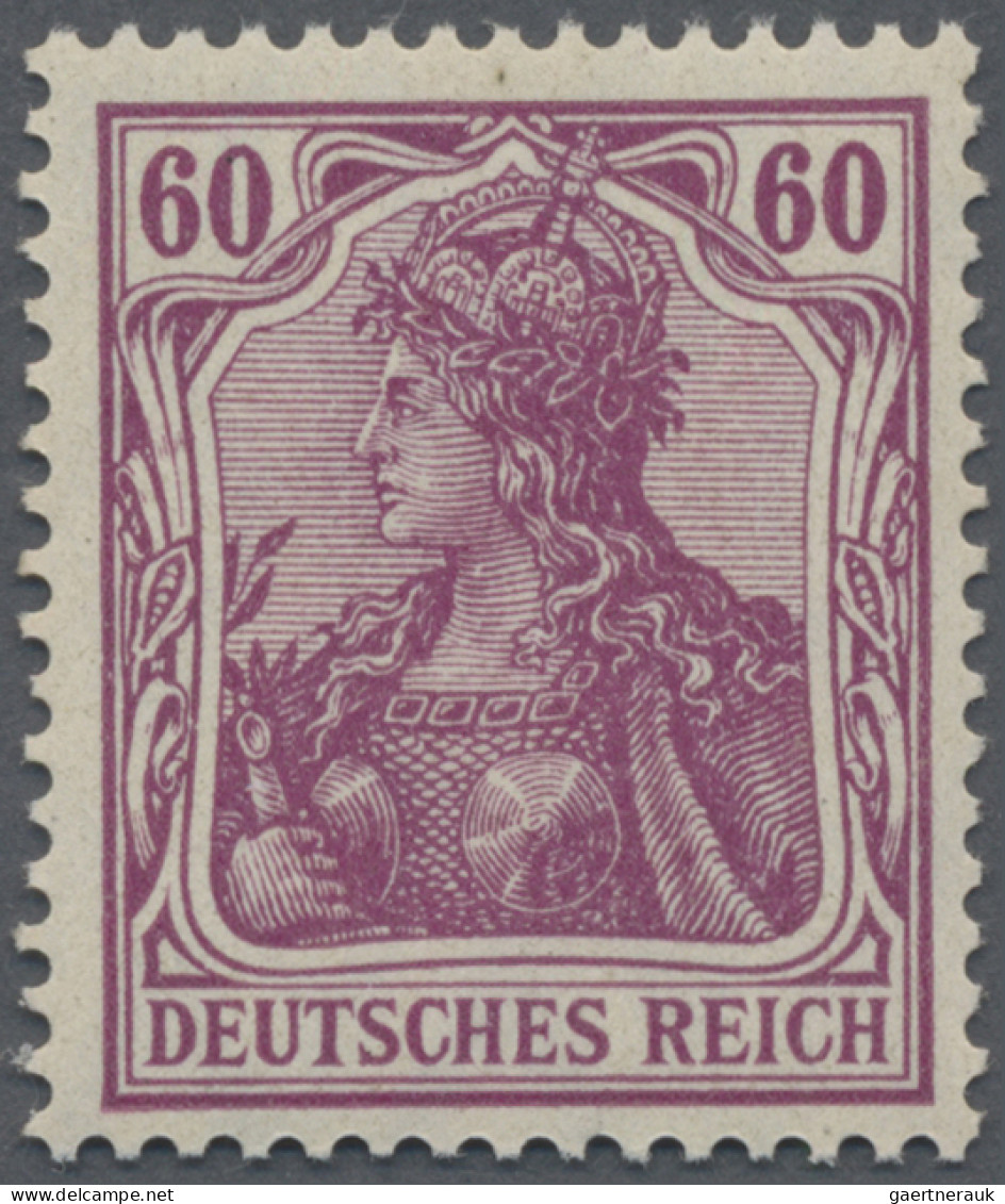 Deutsches Reich - Germania: 1911, 60 Pf Germania Dunkellila Im Friedensdruck, Fa - Unused Stamps