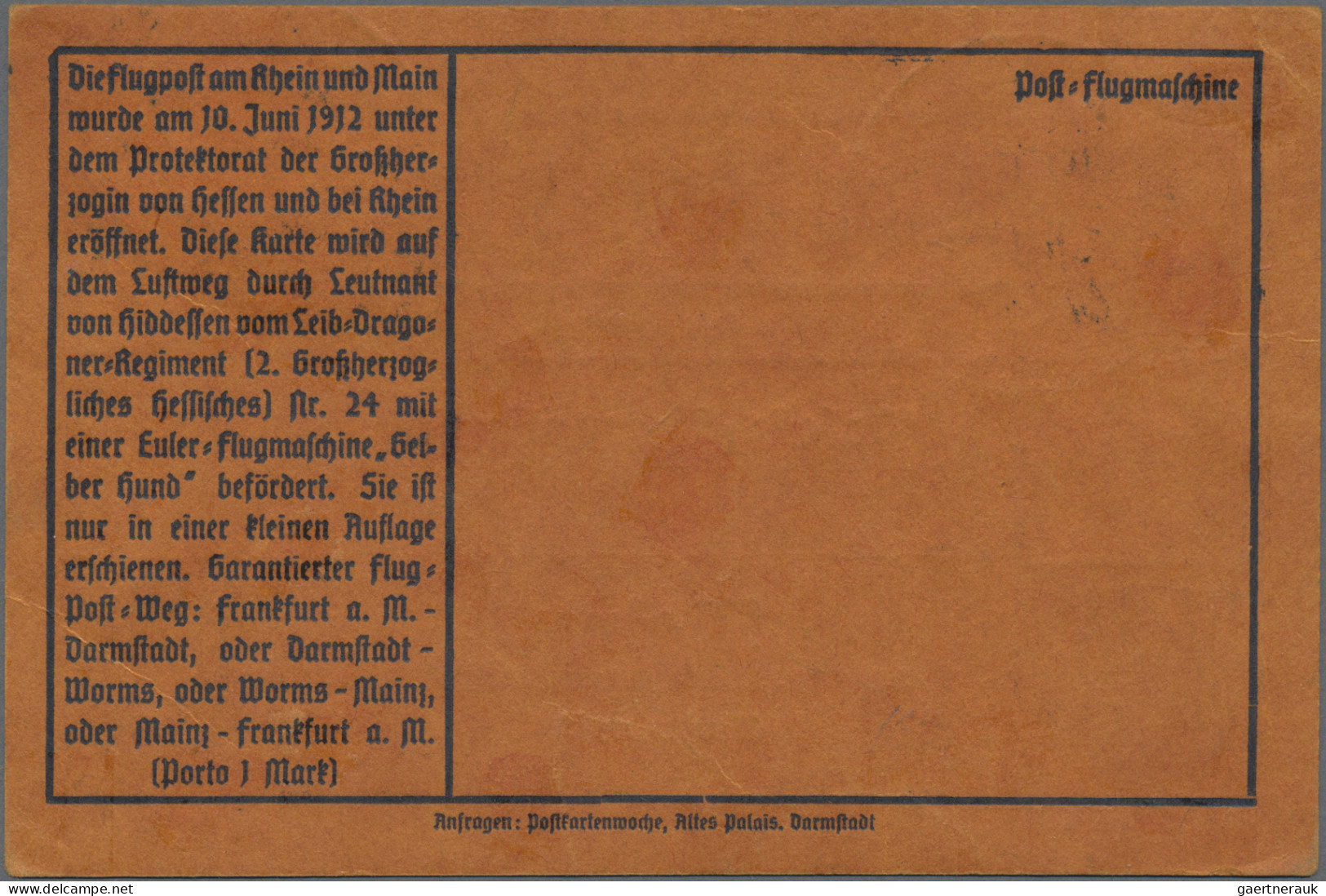 Deutsches Reich - Germania: 1912, Gelber Hund Mit Aufdruckfehler "Huna" Statt Hu - Cartas & Documentos