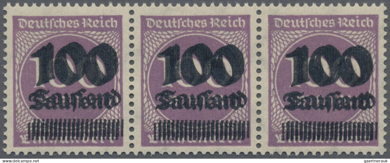 Deutsches Reich - Inflation: 1923, 100.000/100 M., Waagerechter 3er Streifen Mit - Neufs