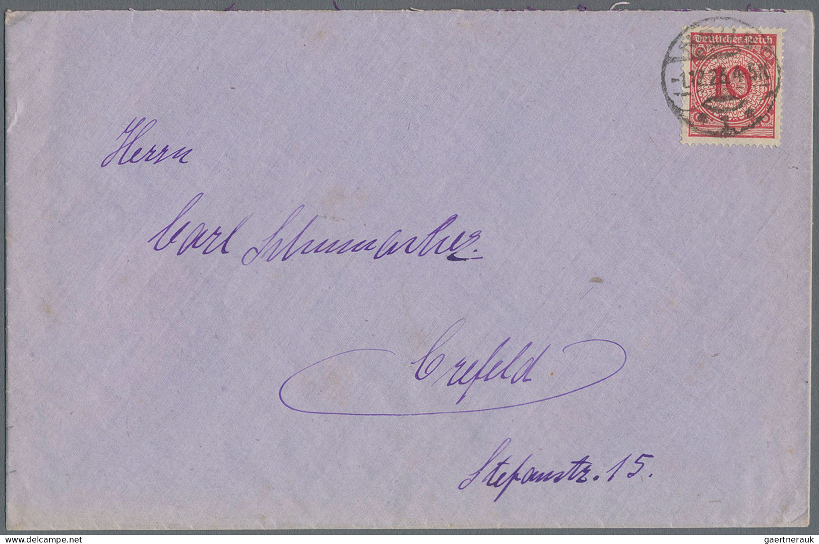 Deutsches Reich - Weimar: 1923, Rentenpfennig 10 Pfg. Plattendruck Rot Als Porto - Sonstige & Ohne Zuordnung