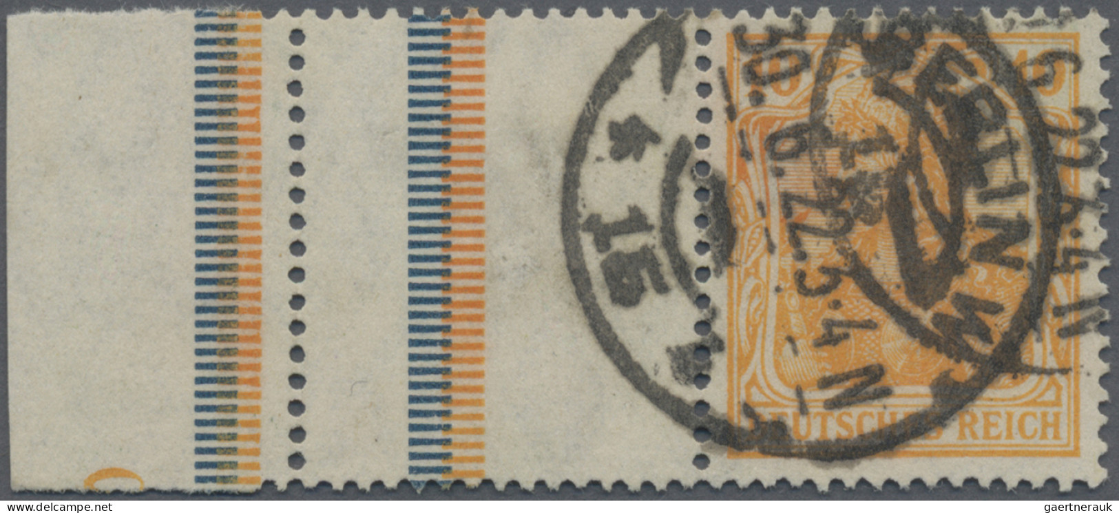 Deutsches Reich - Zusammendrucke: 1921, Germania 10 Pfg. Gelblichorange, Randlin - Se-Tenant