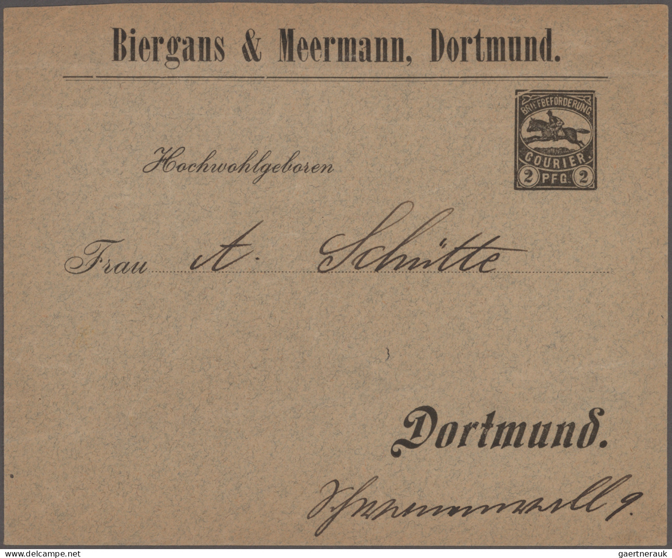 Deutsches Reich - Privatpost (Stadtpost): 1897, DORTMUND/Courier, GA-Umschlag Au - Private & Lokale Post