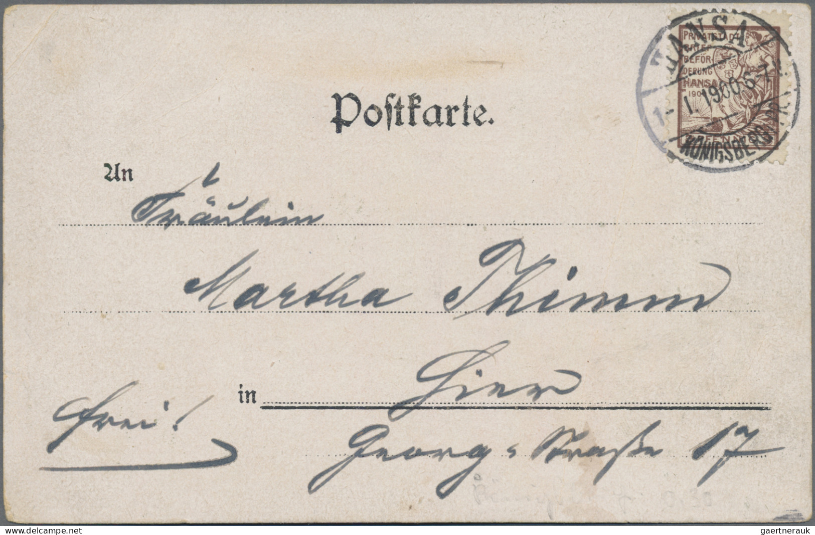 Deutsches Reich - Privatpost (Stadtpost): KÖNIGSBERG/Hansa / 1897/1900, 3 Pf. "J - Private & Lokale Post