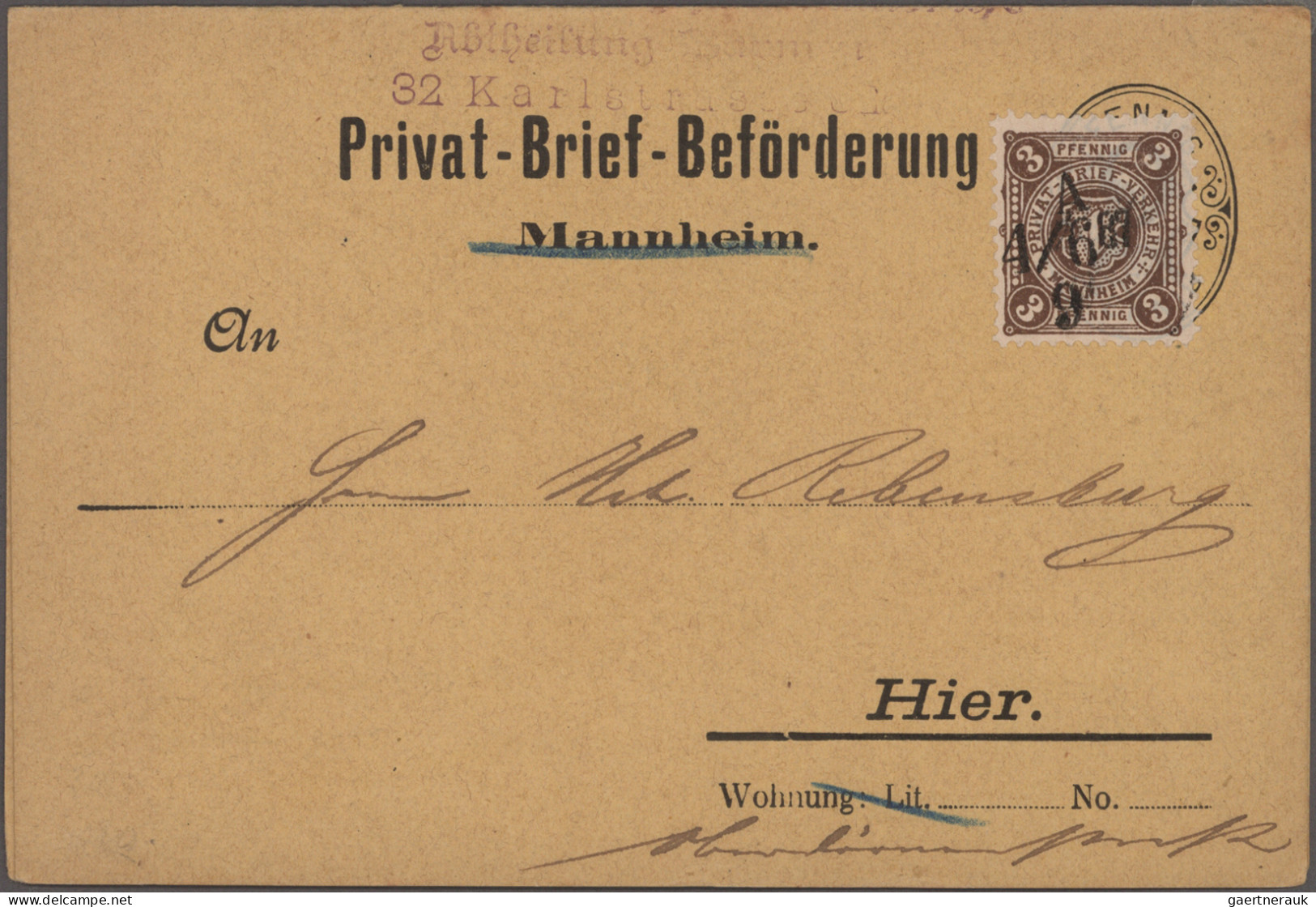 Deutsches Reich - Privatpost (Stadtpost): 1887, WUPPERTAL/BARMEN-ELBERFELD/Priva - Privatpost