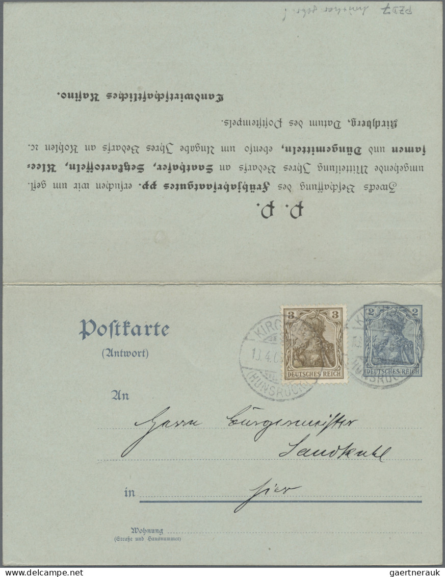 Deutsches Reich - Privatganzsachen: 1907: Doppelkarte 2 Pfg. + 2 Pfg. Frageteil - Autres & Non Classés