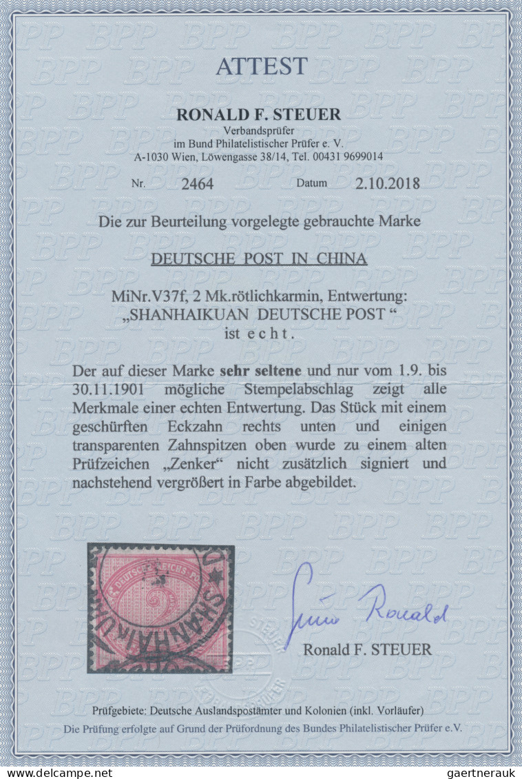 Deutsche Post In China - Vorläufer: 1901, 2 Mk. Rötlichkarmin Mit Sehr Seltenem - Chine (bureaux)