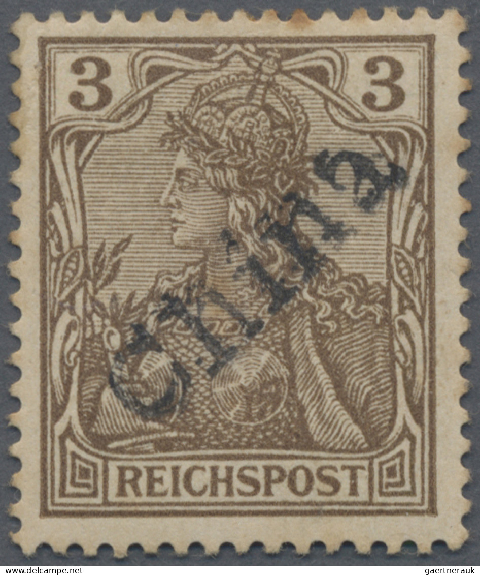 Deutsche Post In China: 1901, 3 Pf Germania Reichspost Mit DOPPELTEM AUFDRUCK "C - Chine (bureaux)