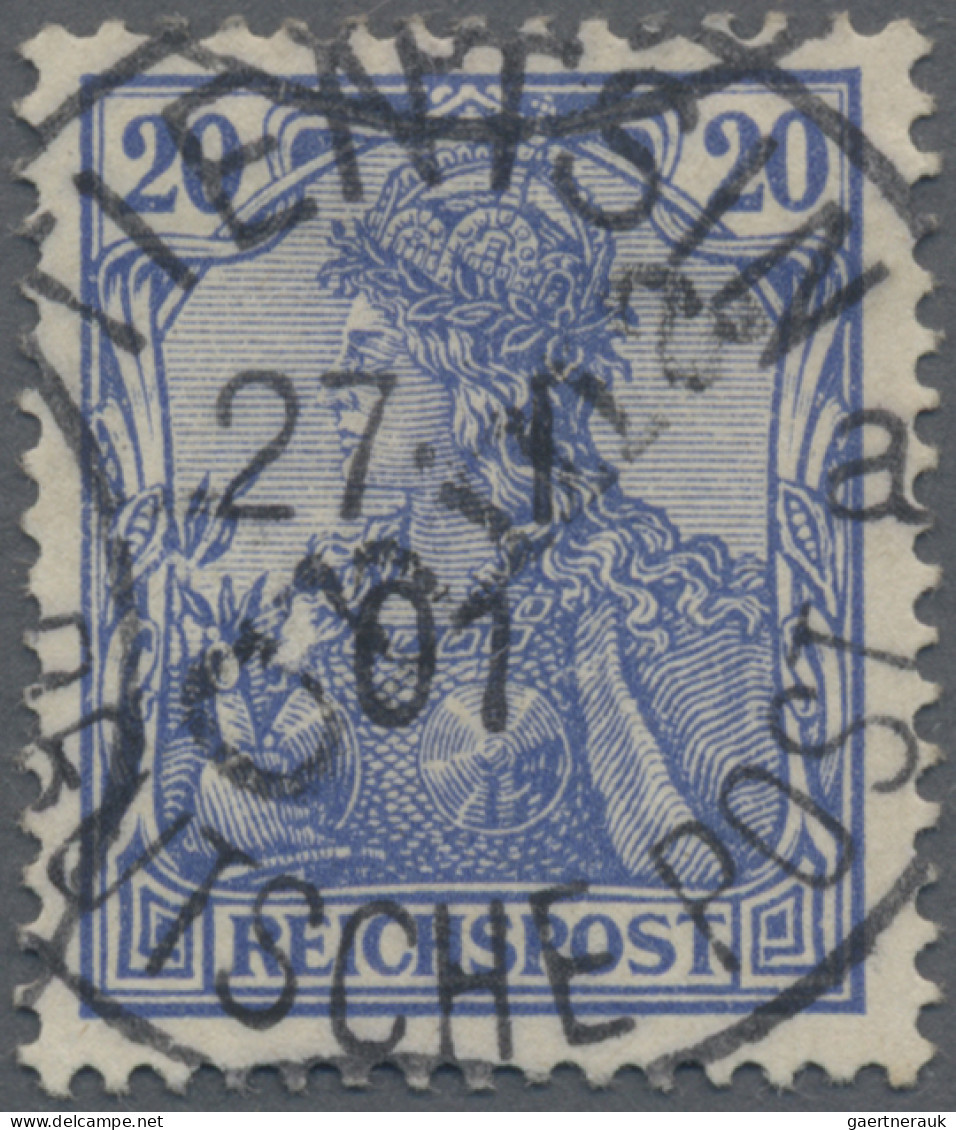 Deutsche Post In China: 1901, Germania 20 Pfg. Lilaultramarin Mit Handstempelauf - Chine (bureaux)