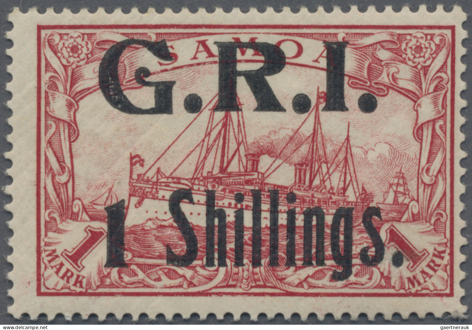 Deutsche Kolonien - Samoa - Britische Besetzung: 1914, "1 Shillings." Auf 1 Mark - Samoa