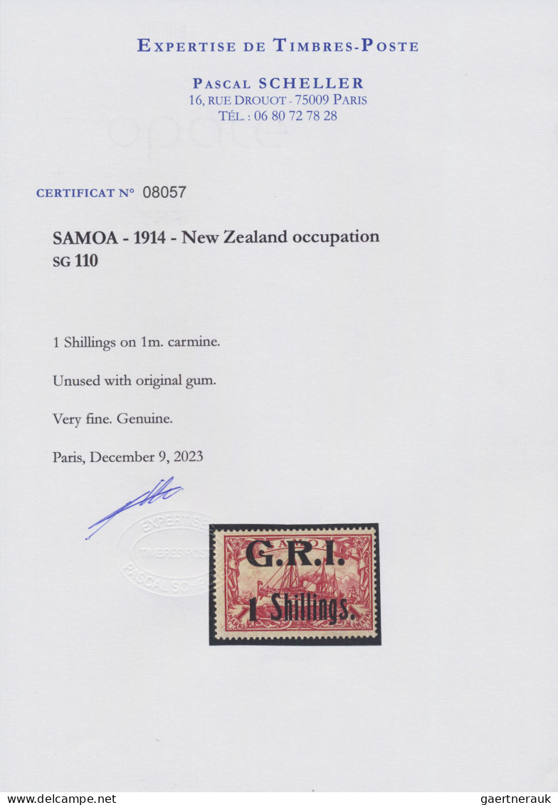 Deutsche Kolonien - Samoa - Britische Besetzung: 1914, "1 Shillings." Auf 1 Mark - Samoa