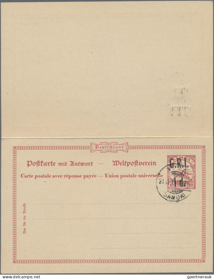 Deutsche Kolonien - Samoa - Britische Besetzung - Ganzsachen: 1914, Beide Doppel - Samoa