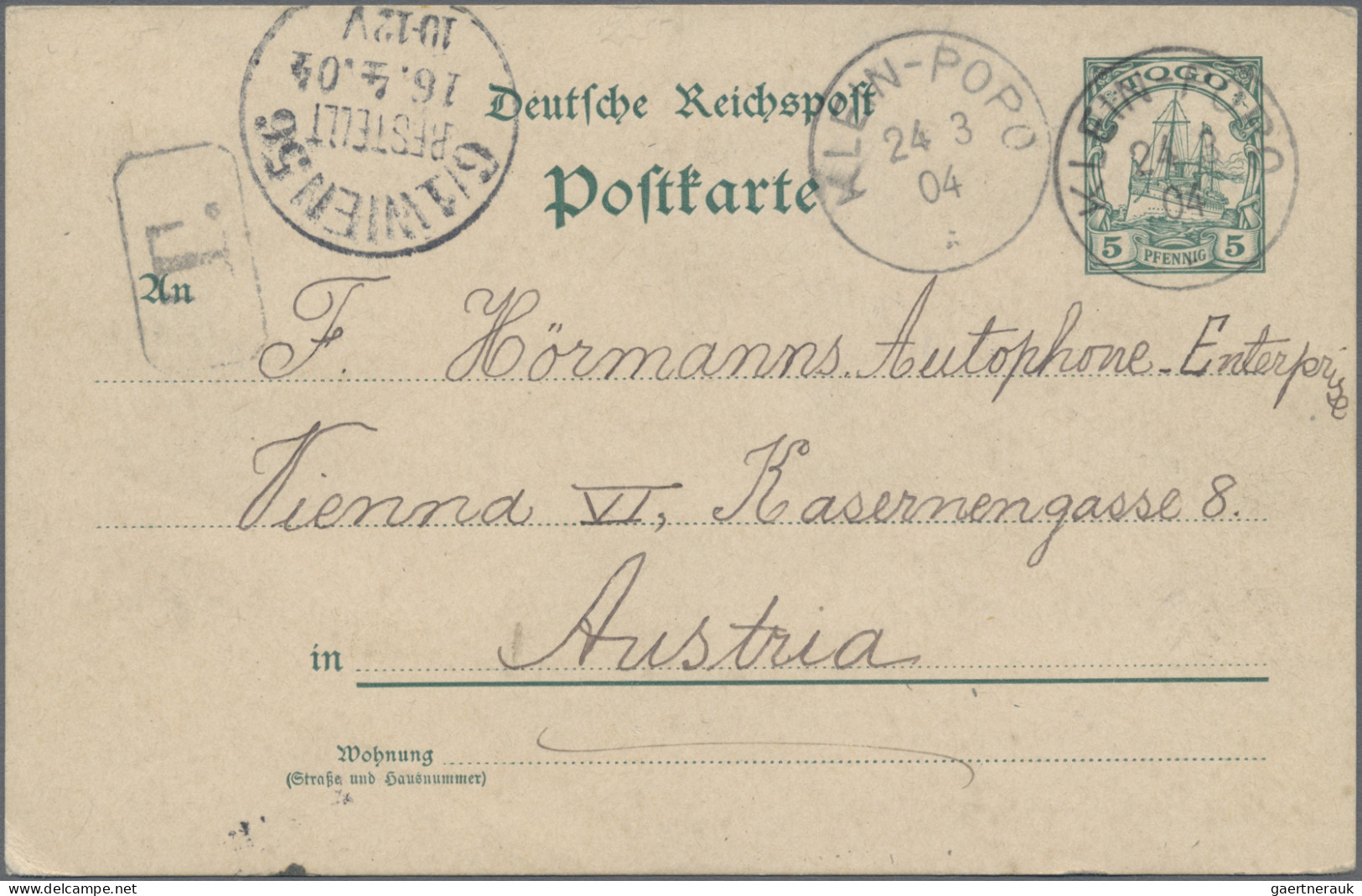 Deutsche Kolonien - Togo - Ganzsachen: 1904, Ganzsachenkarte 5 Pfg. Schiffszeich - Togo