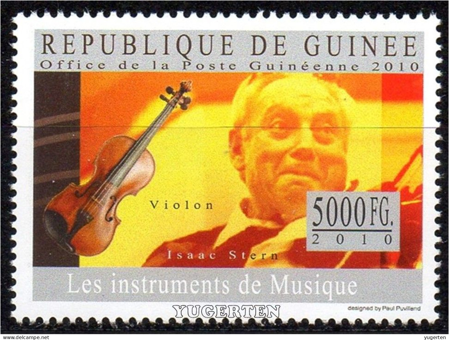 GUINEA 2010 - 1v - MNH -  Isaac Stern - Music Instruments - Violin - Musique, Muziek, Musik - Musikinstrumente, Violon - Musique