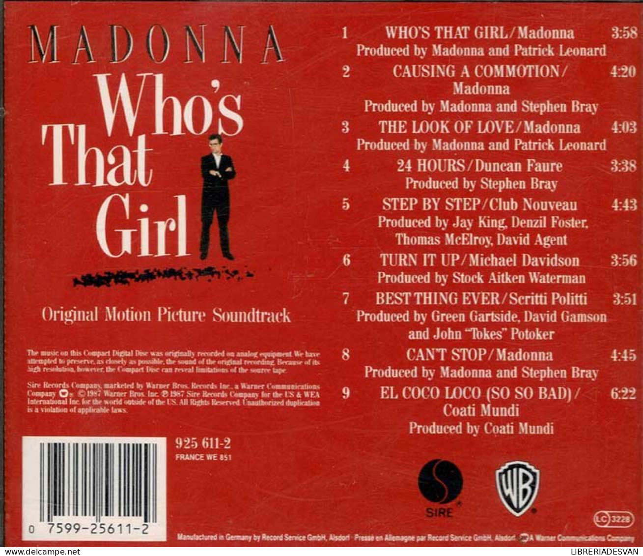 Madonna - Who's That Girl (Original Motion Picture Soundtrack). CD - Musique De Films