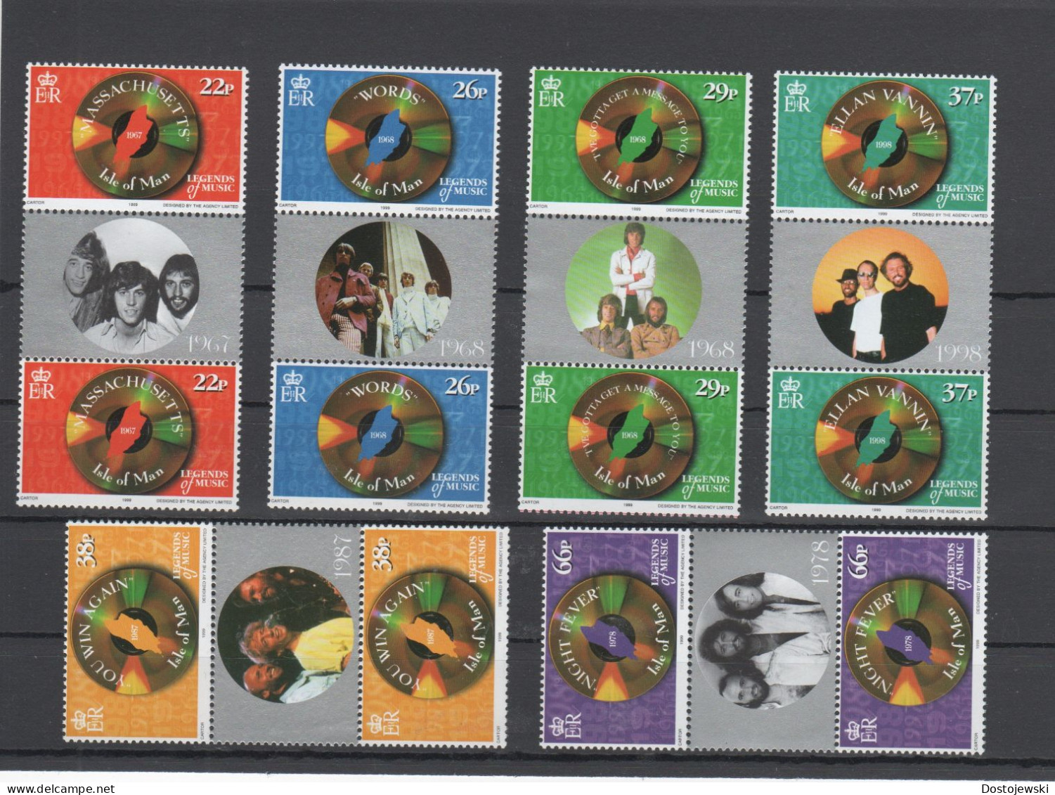 Isle Of Man, 1999, Legends Of Music Bee Gees, Mint Not Hinged Mnh **, Michel No. 835-840 - Man (Ile De)