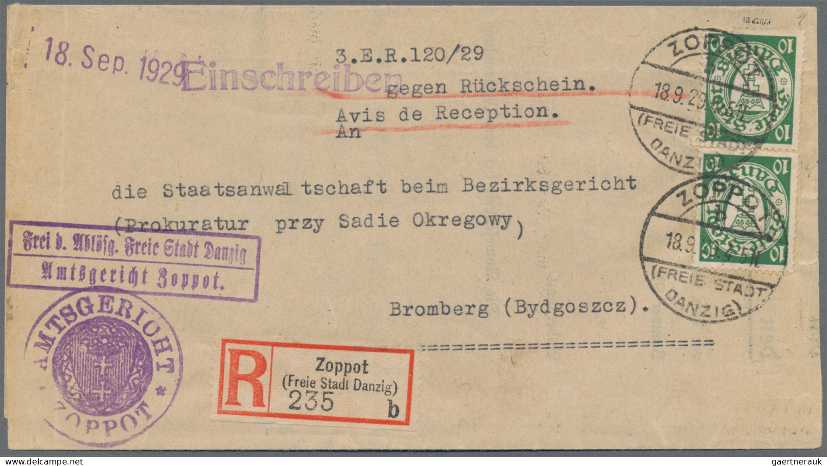 Danzig: 1929, Wappen 10 Pfg. Grün Auf Dienstbrief "Frei Durch Ablösung" Des Amts - Sonstige & Ohne Zuordnung