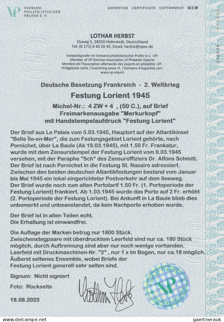 Dt. Besetzung II WK - Frankreich - Festung Lorient: 1945, Freimarkenausgabe "Mer - Occupation 1938-45