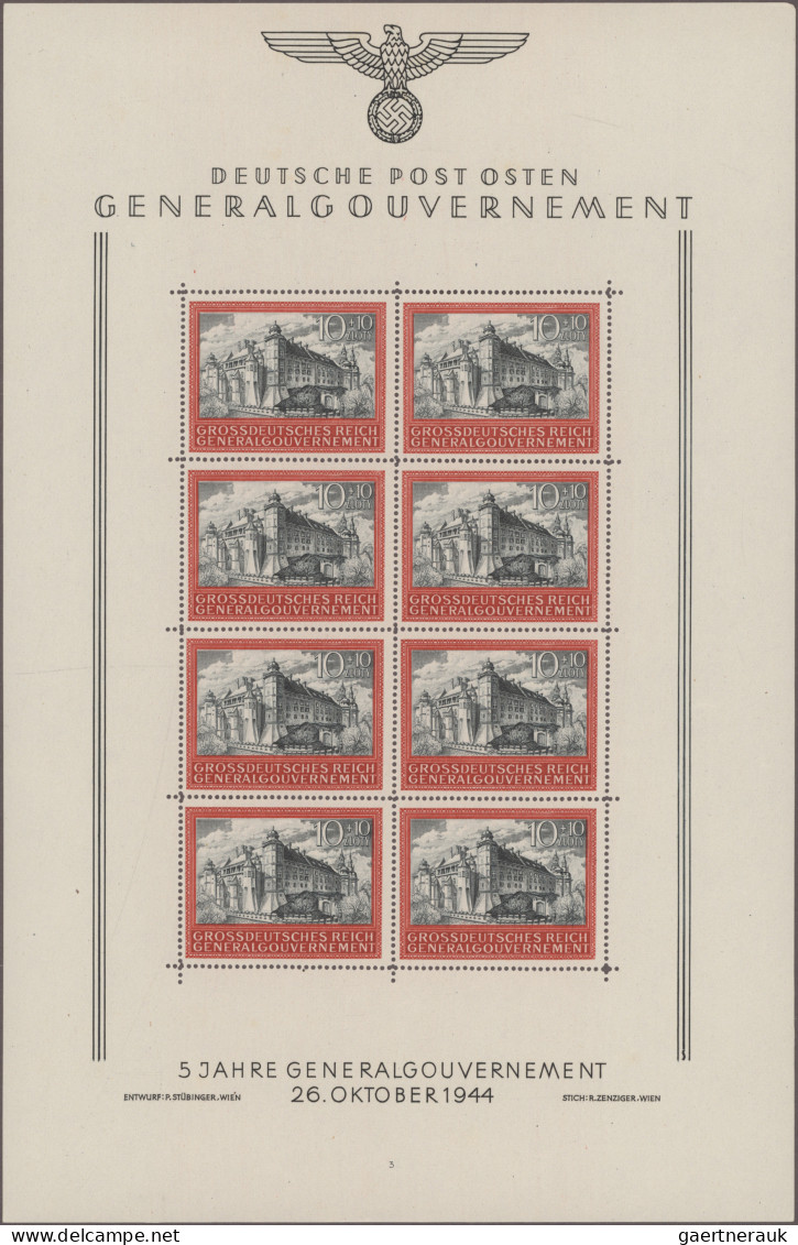 Dt. Besetzung II WK - Generalgouvernement: 1949 "Burg Von Krakau" 10+10 ZL, Vier - Occupation 1938-45