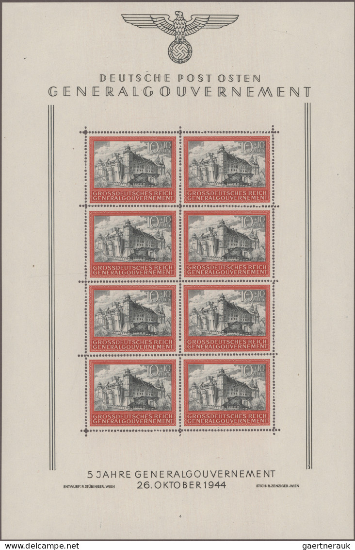 Dt. Besetzung II WK - Generalgouvernement: 1949 "Burg von Krakau" 10+10 ZL, vier