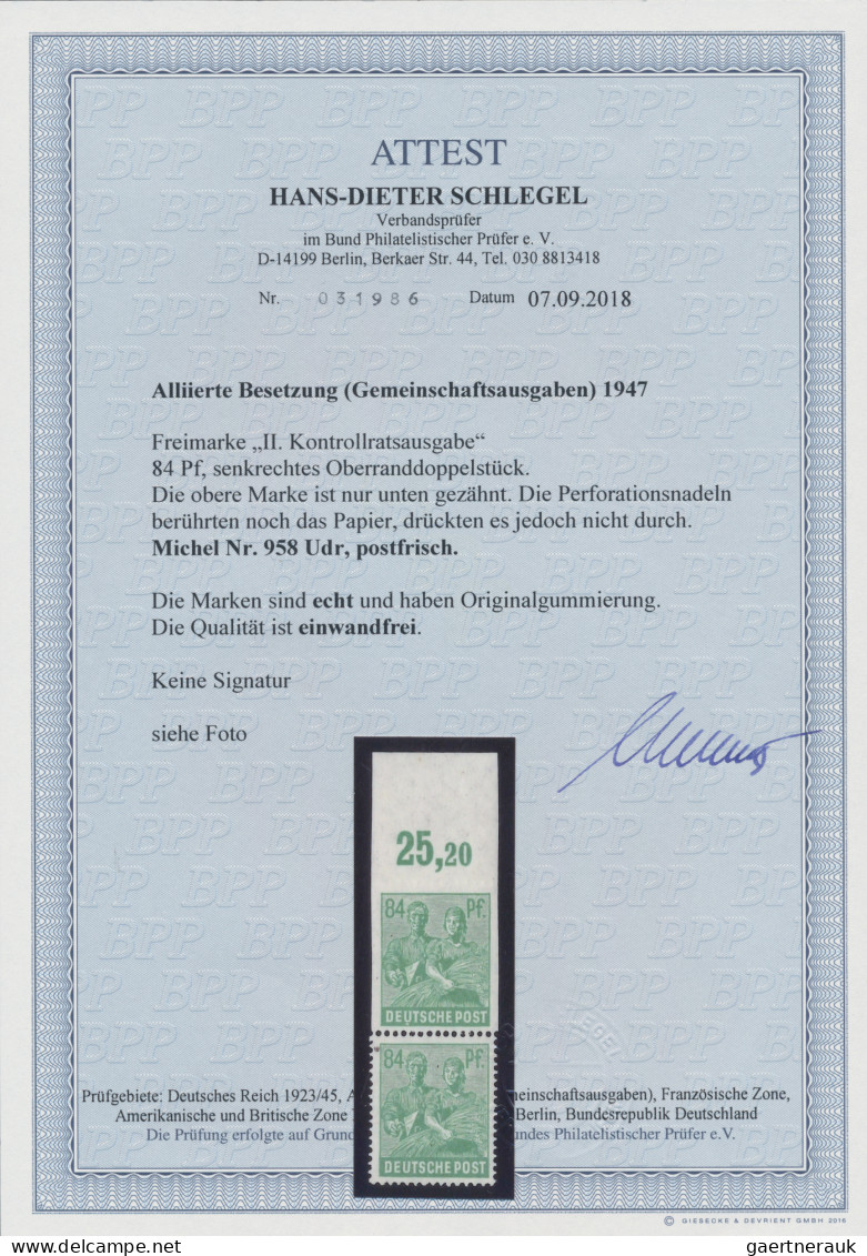 Alliierte Besetzung - Gemeinschaftsausgaben: Arbeiter, 84 Pfg., B-Farbe, Postfri - Otros & Sin Clasificación