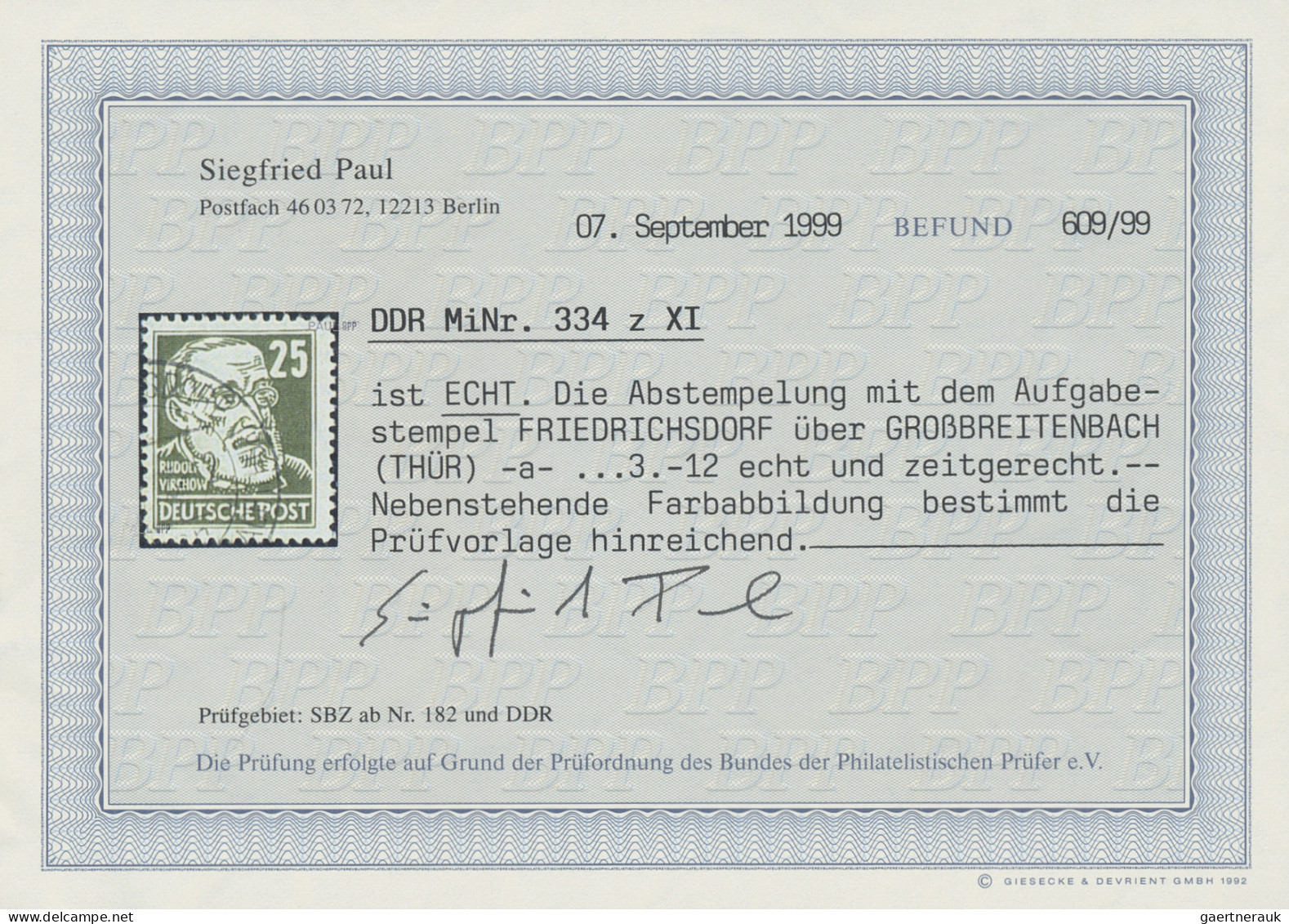 DDR: 1953, 25 Pfg. Braunoliv Auf Gewöhnlichem Papier Mit Wasserzeichen "DDR Post - Oblitérés