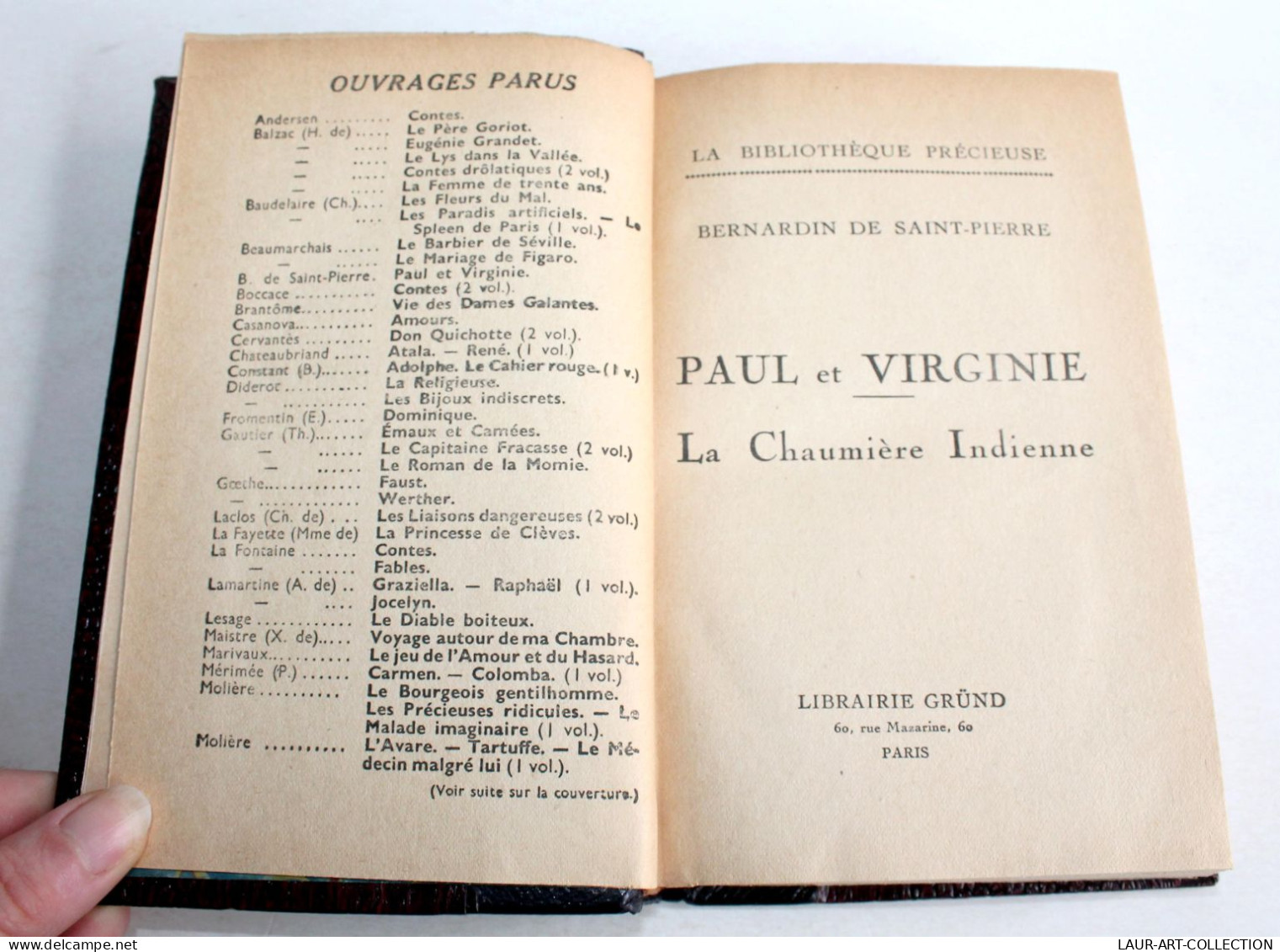 PAUL ET VIRGINIE + LA CHAUMIERE INDIENNE De BERNARDIN DE SAINT PIERRE 1936 GRUND / LIVRE ANCIEN XXe SIECLE (1303.54) - 1901-1940