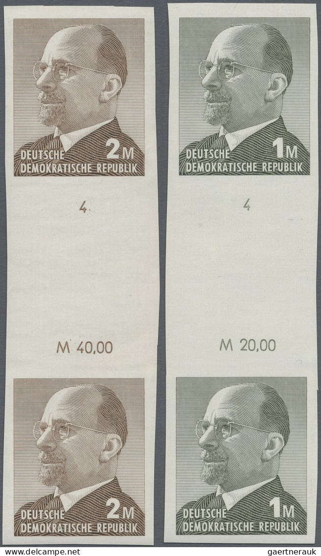 DDR: 1969, Ulbricht 1 Mark Grünoliv Und 2 Mark Siena, Zwei Ungezähnte Zwischenst - Unused Stamps