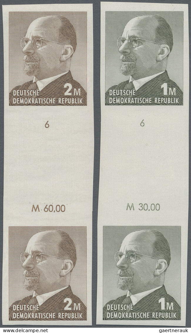 DDR: 1969, Ulbricht 1 Mark Grünoliv Und 2 Mark Siena, Zwei Ungezähnte Zwischenst - Unused Stamps