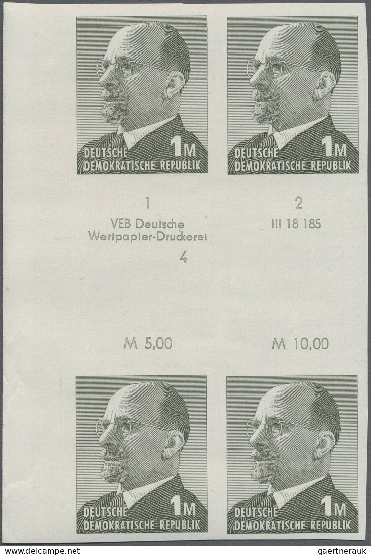 DDR: 1969, Ulbricht 1 Mark Grünoliv Und 2 Mark Siena, Je Zwei Ungezähnte Zwische - Neufs