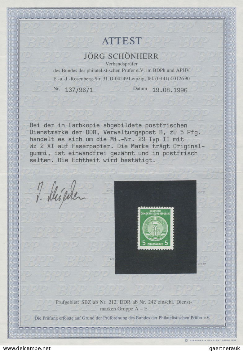 DDR - Dienstmarken A (Verwaltungspost B): 1956, Staatswappen 5 Pfg. Bis 40 Pfg., - Andere & Zonder Classificatie