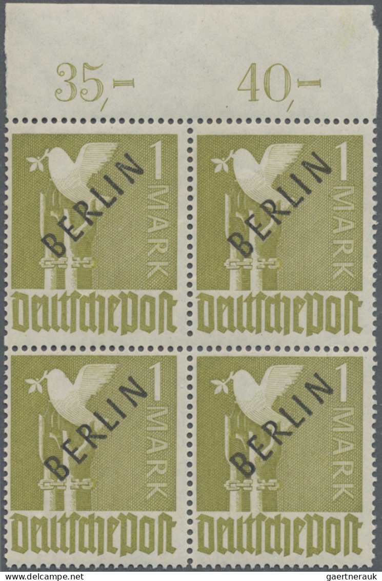 Berlin: 1948, Schwarzaufdruck 2 Pf - 5 M, der komplette Satz in postfrischen 9er