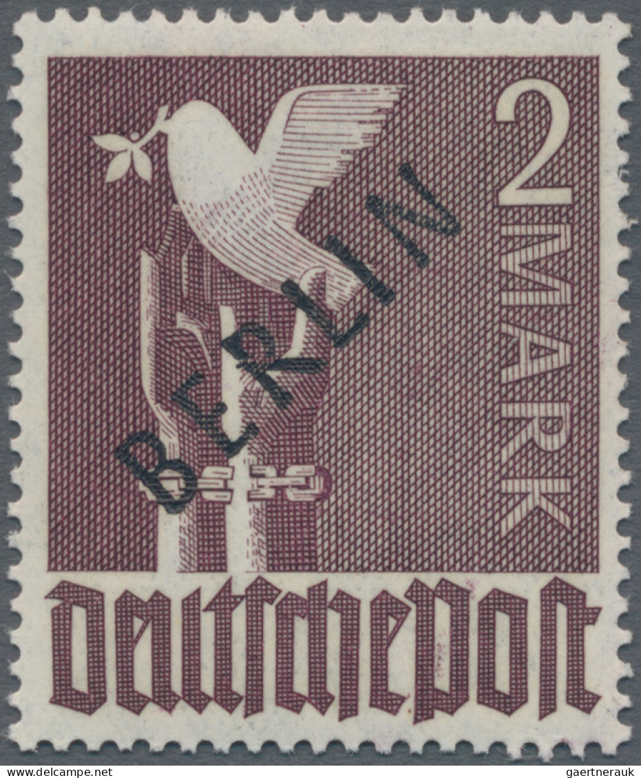 Berlin: 1948, Schwarzaufdruck, 2 Mk. Mit Aufdruck "R Gebrochen", Postfrisch, Tad - Neufs
