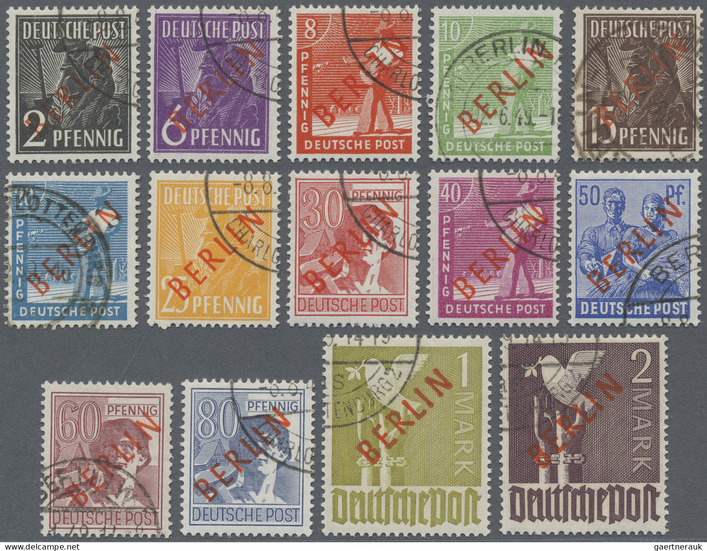 Berlin: 1949 'Rotaufdruck': Kompletter Satz Bis 2 M., Sauber Gestempelt, Dabei D - Used Stamps