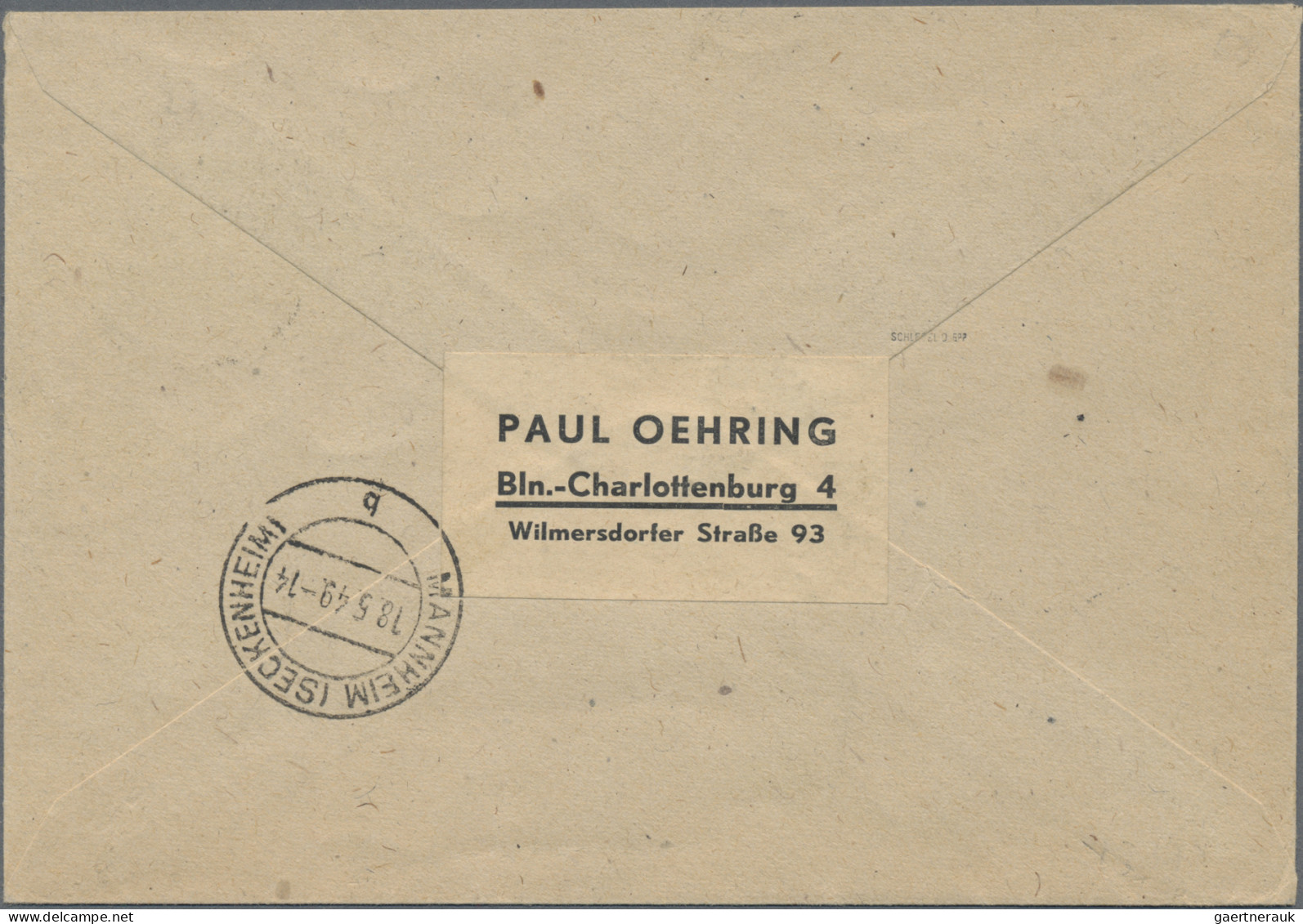 Berlin: 1949, Rotaufdruck 2 DM Vom Linken Bogenrand Und 25 Pfg. Auf R-Brief Von - Briefe U. Dokumente