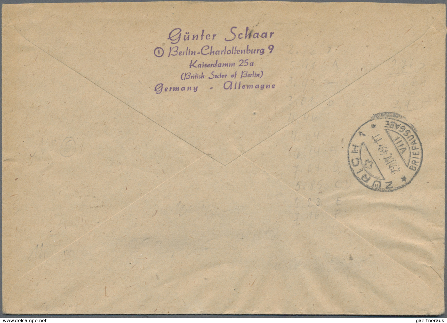 Berlin: 1949, UPU 12 Pfg.-1 DM, Kompletter Satz Von Sieben Werten Nebst 1 Pfg. B - Lettres & Documents
