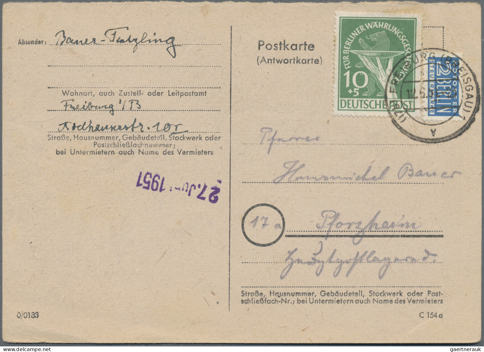 Berlin: 1949, 10 Pfg. Währungsgeschädigte (mit Interessanter Druckzufälligkeit " - Lettres & Documents