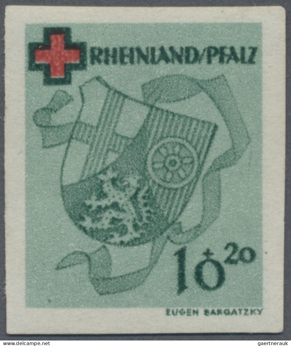 Französische Zone - Rheinland Pfalz: 1949, 10+20 Pf Rotes Kreuz Als Ungezähnt Po - Autres & Non Classés