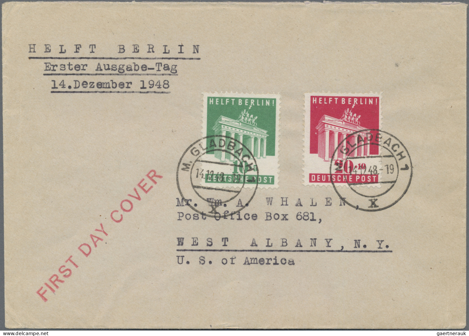 Bizone: 1948, 10 Und 20 Pf Berlin-Hilfe Auf Portorichtigem Übersee-Auslandsbrief - Sonstige & Ohne Zuordnung