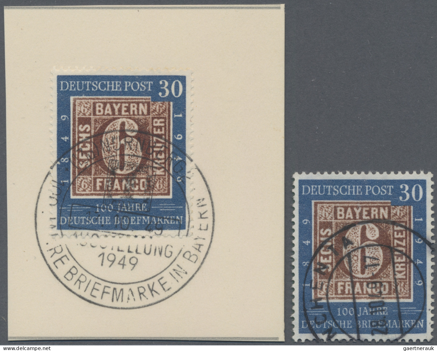 Bundesrepublik Deutschland: 1949, 30 Pfg. 100 Jahre Deutsche Briefmarken, Platte - Gebruikt