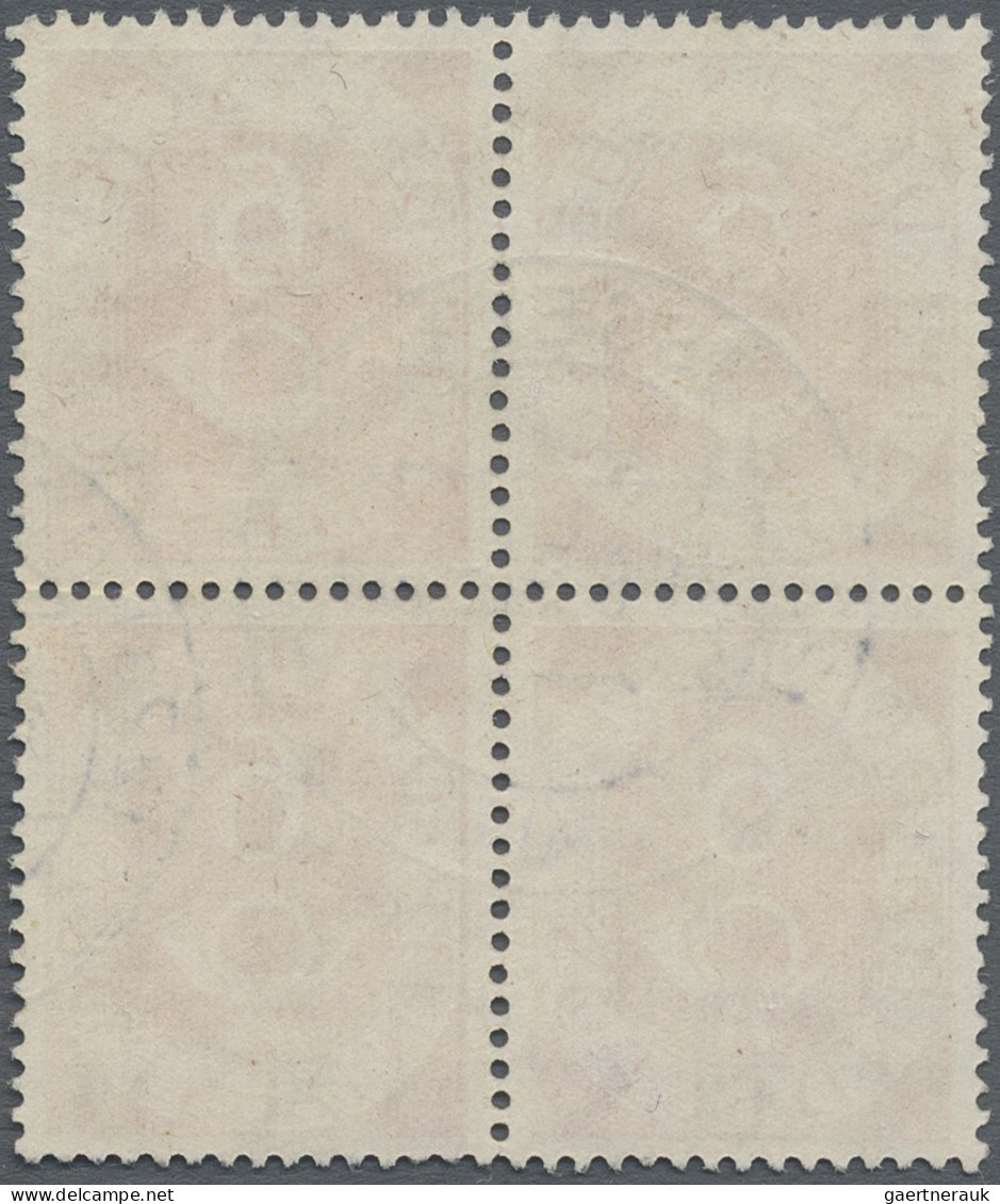 Bundesrepublik Deutschland: 1951, Posthorn 6 Pfg Als Zentrisch Gestempelter Vier - Used Stamps