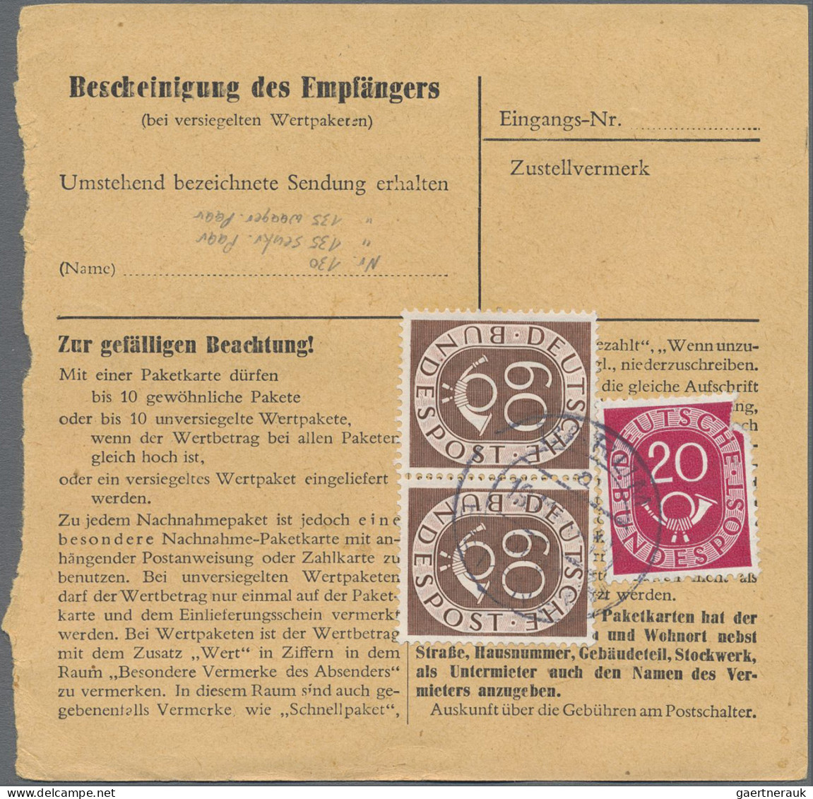 Bundesrepublik Deutschland: 1951, Posthorn 6 Pfg Als Zentrisch Gestempelter Vier - Used Stamps