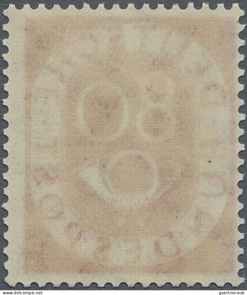 Bundesrepublik Deutschland: 1951, Posthorn 80(Pf) Mit Plattenfehler Zwei Rote St - Unused Stamps