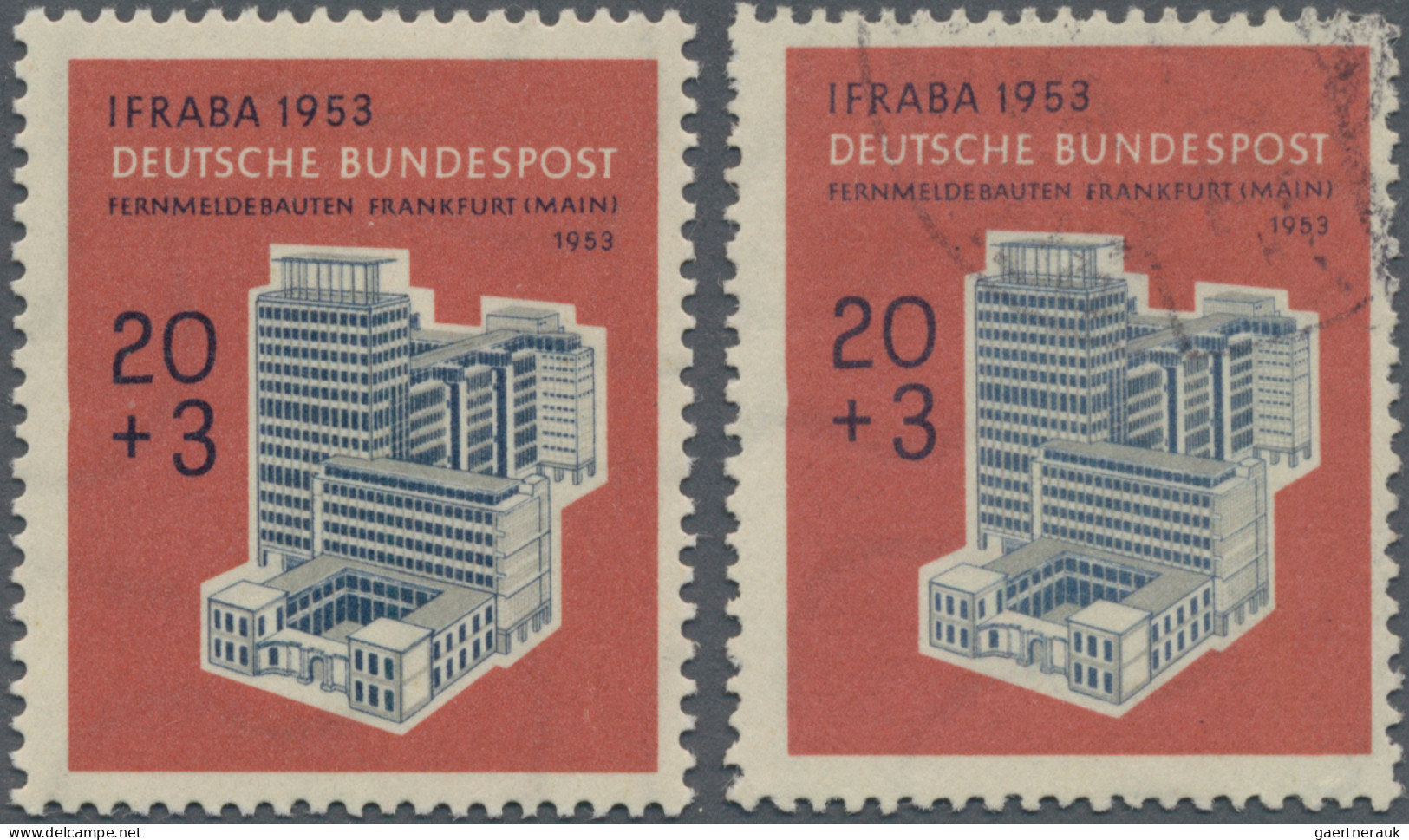 Bundesrepublik Deutschland: 1953, IFRABA 20+3 (Pf) Mit Plattenfehler "Delle Im L - Gebruikt