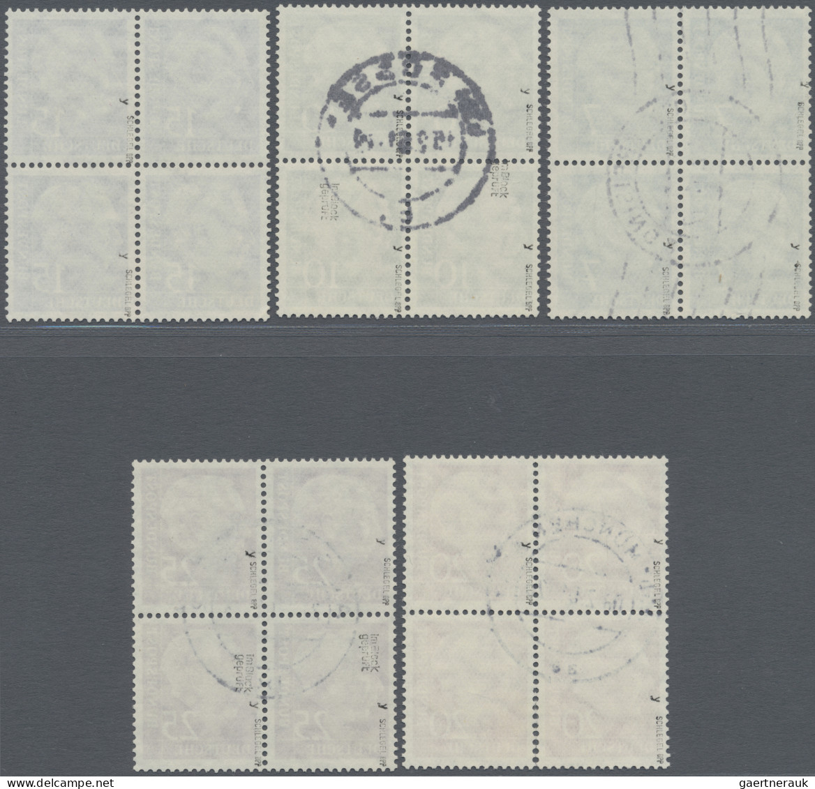 Bundesrepublik Deutschland: 1960, Heuss Lumogen, 7, 10, 15, 20 Und 25 Pfg., Fünf - Used Stamps