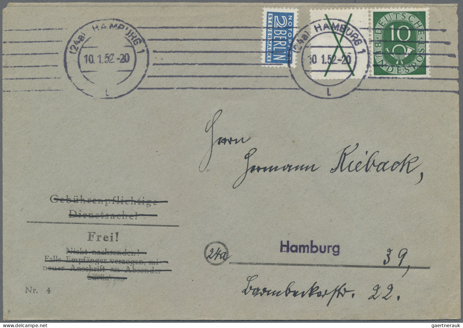 Bundesrepublik - Zusammendrucke: 1951, Posthorn, Zusammendrucke X /10 (Pf) Je Po - Se-Tenant