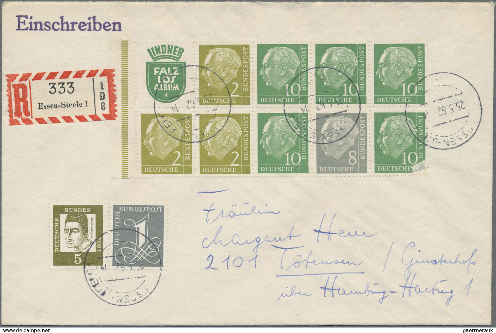 Bundesrepublik - Zusammendrucke: 1956, Heuss I, H.-Blatt 6, Postfrisch, Gestempe - Se-Tenant