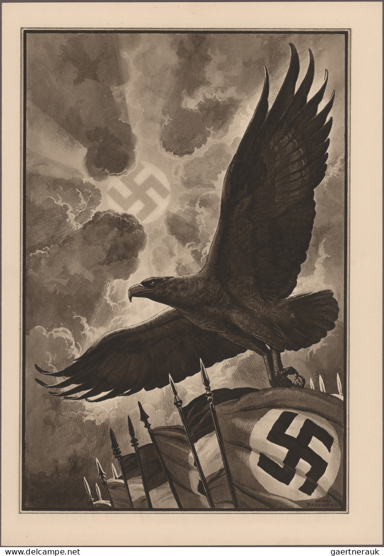 Ansichtskarten: Propaganda: 1935, "Adler über Hakenkreuz-Fahnen, Mit Stilisierte - Politieke Partijen & Verkiezingen