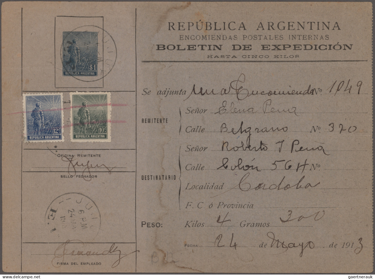 Argentina: 1850-modern: Hundreds Of Covers, Postcards, Franked Forms, Postal Sta - Other & Unclassified